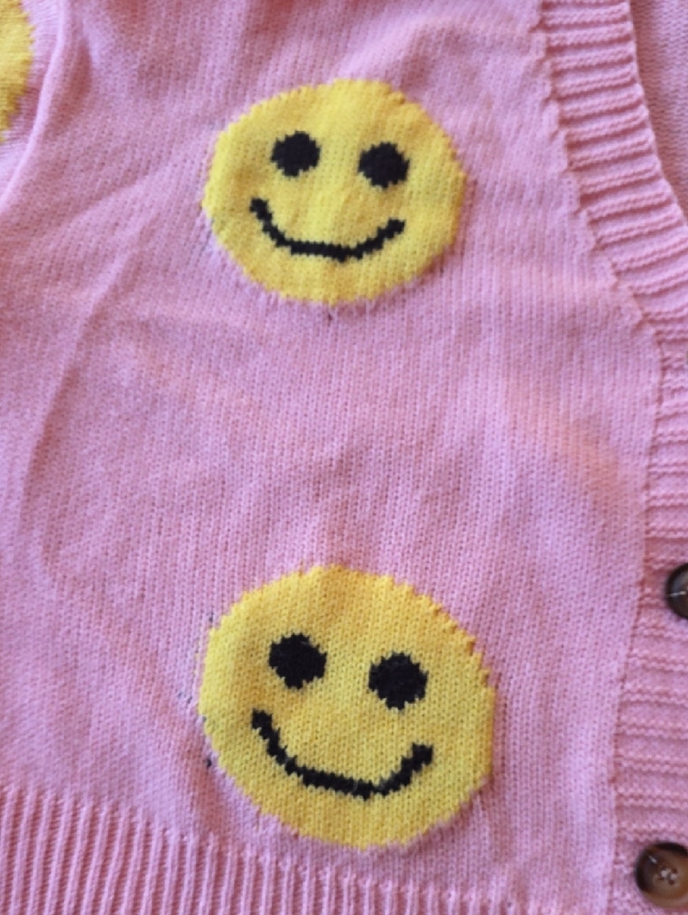 Cute Pink Smiley Cardigan Sweater - Picture 3 of 7